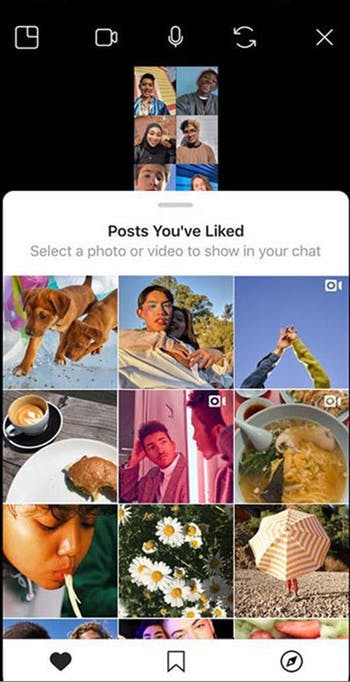Toque el botón de publicaciones en la parte inferior de la pantalla para iniciar una fiesta de visualización conjunta de Instagram